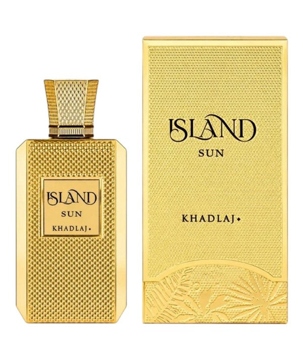 Khadlaj Island Sun Eau De Parfum for Him fragrance bottle and packaging