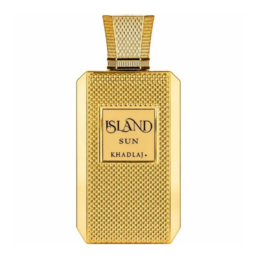 Khadlaj Island Sun Eau De Parfum for Him fragrance bottle on display