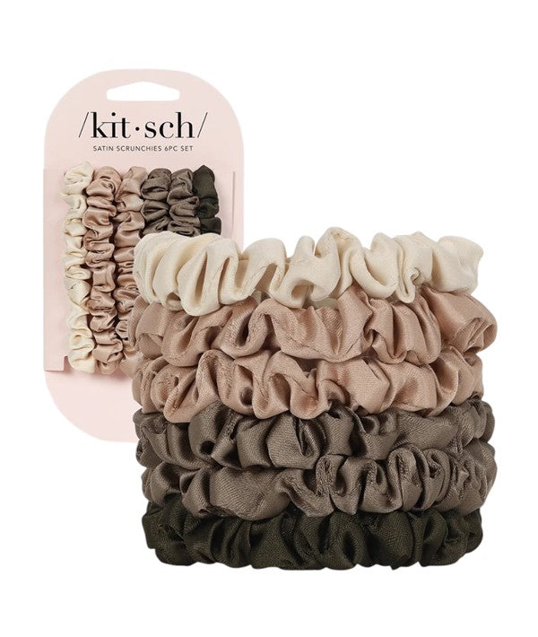 Kitsch Eucalyptus Ruched Satin Scrunchies