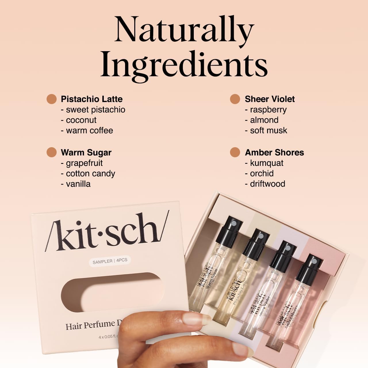 Kitsch Hair Perfume Discovery Set with small bottles of hair fragrance and styling products, ideal for adding scent and shine.