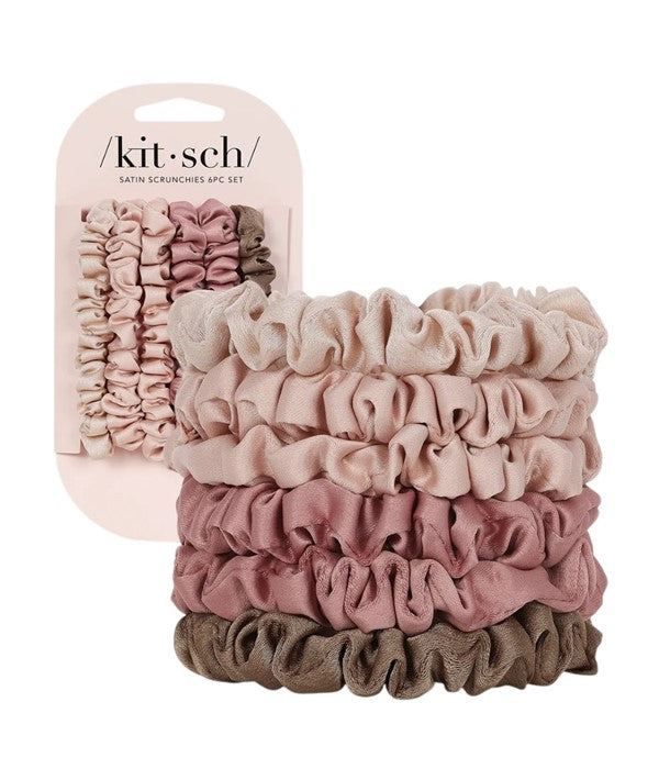 Kitsch Terracotta Ruched Satin Scrunchies