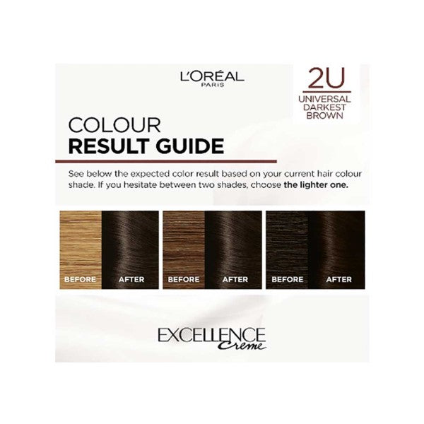 Loreal Excellence Creme No Ammonia Triple Care Hair Colour 2U Universal Darkest Brown