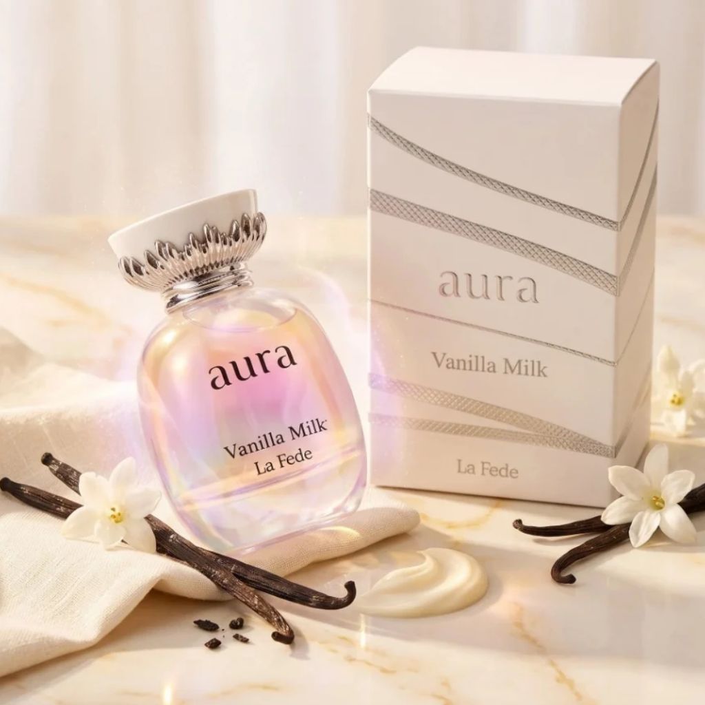 La Fede Aura Vanila Milk Eau De Parfum for her bottle and packaging