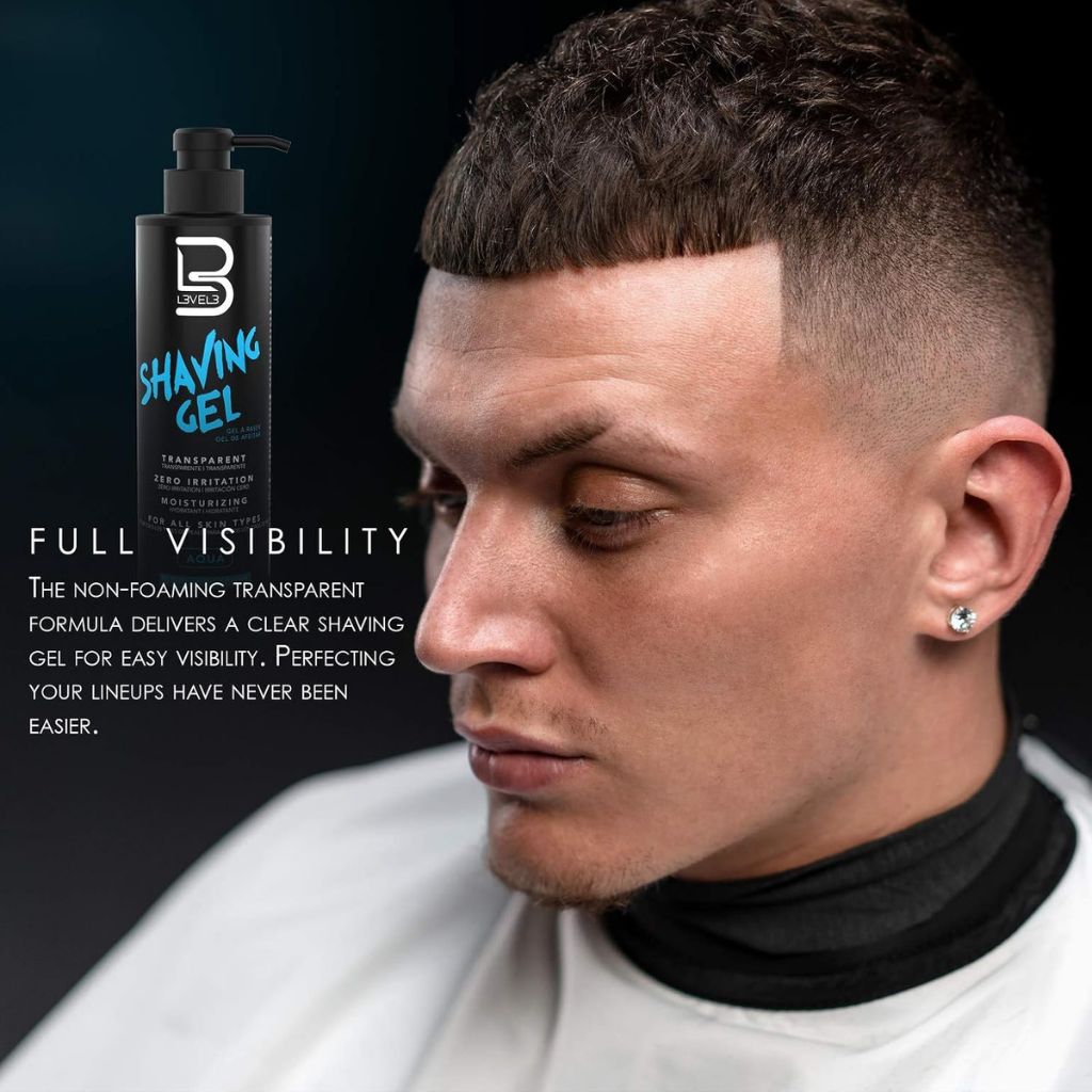 Level 3 Transparent Aqua Shaving Gel bottle for precise shaving and groomingેદ