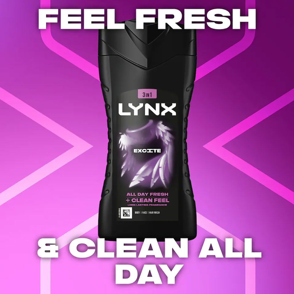 Lynx 3In1 Excite All Day Fresh Plus Clean Feel Shower Gel