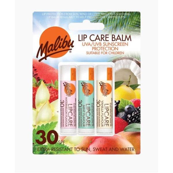 Malibu Lip Care Balm Trio Watermelon Mint And Vanilla SPF30