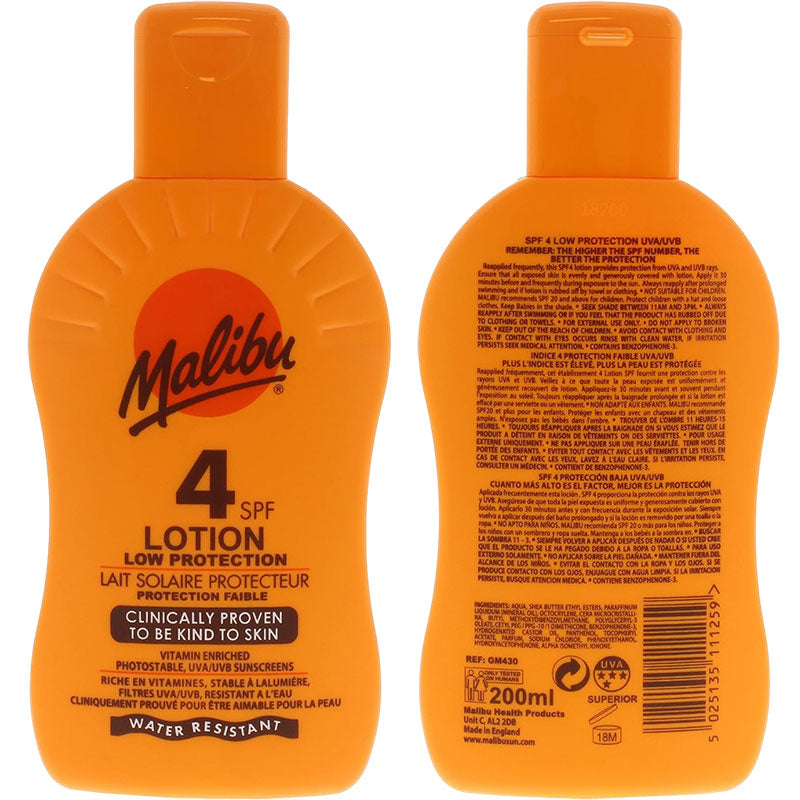 Malibu Low Protection Water Resistant Lotion 4SPF