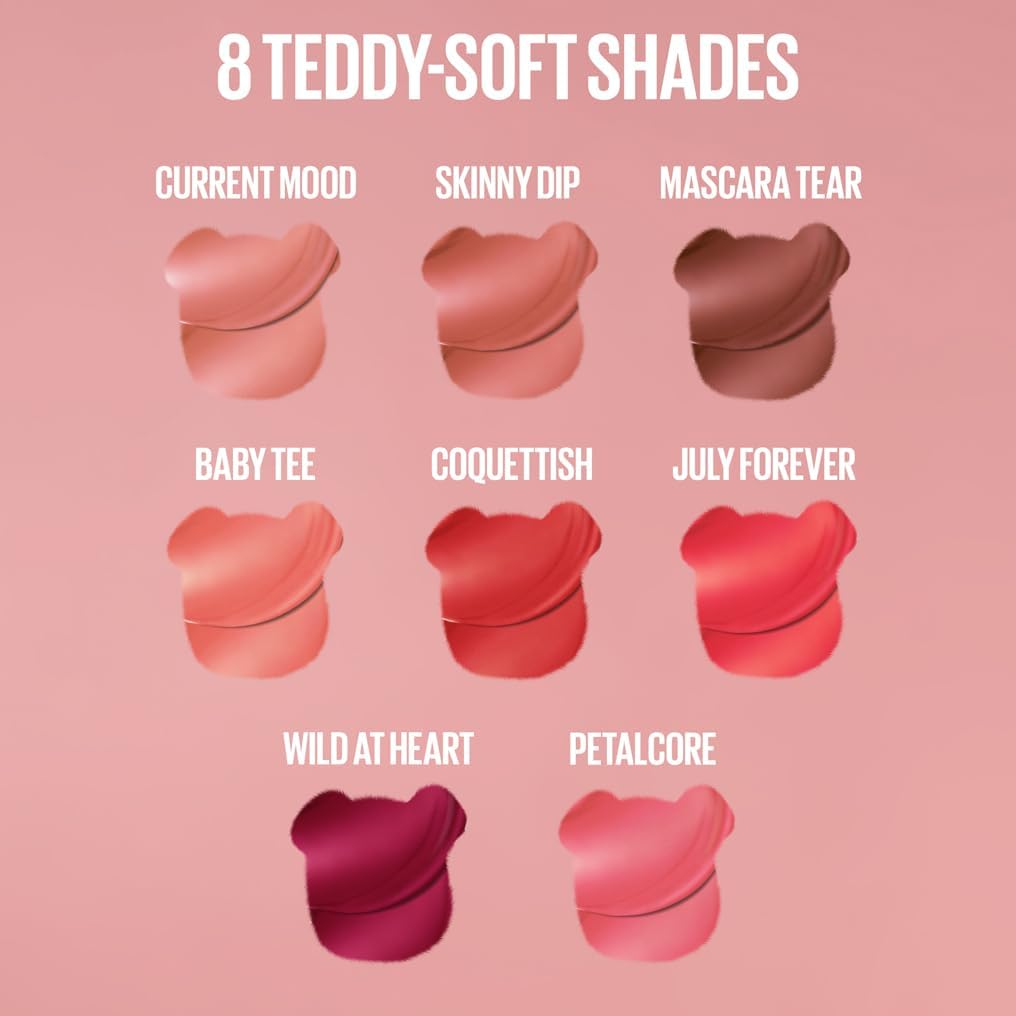 Maybelline New York Super Stay Teddy Lip Tint in a 5ml tube, showcasing its smooth, natural beige lip makeup appearance.