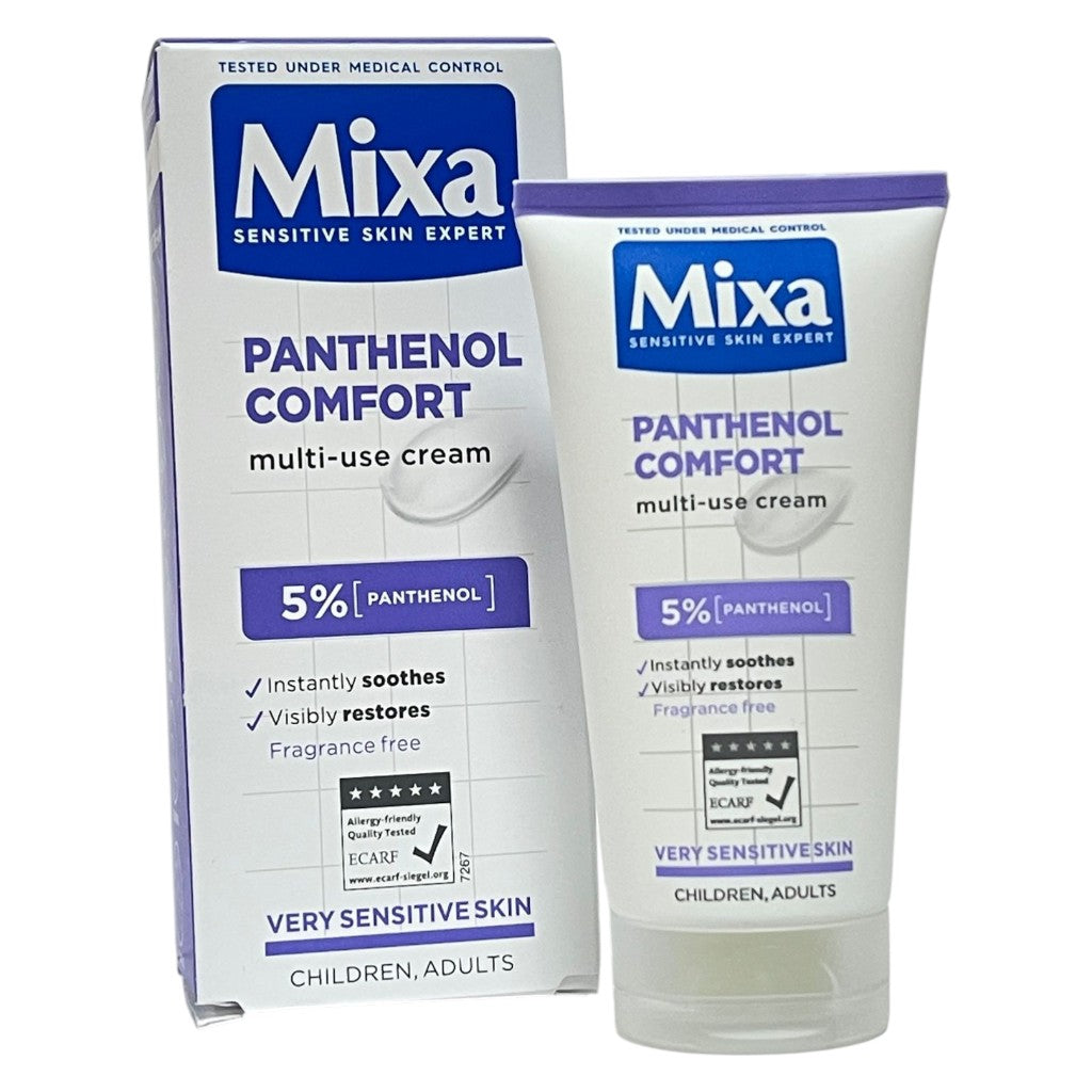 Mixa Panthenol Comfort Multi-Use Cream jar, moisturizing cream with soothing properties for skin hydration and comfort
