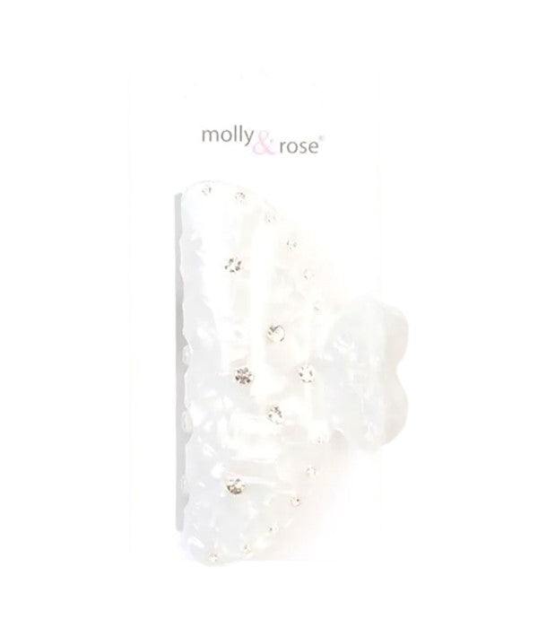 Molly And Rose Ivory Pearlescent Clamp With Clear Stones 9692