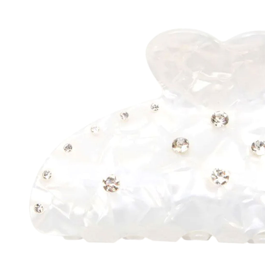 Molly And Rose Ivory Pearlescent Clamp With Clear Stones 9692