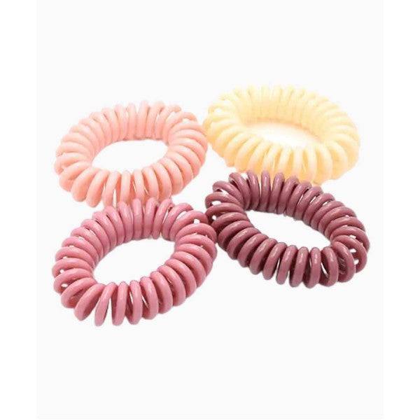 Assorted Molly and Rose spiral hair bobble grips in various colors, featuring flexible, elastic design for secure hair styling.