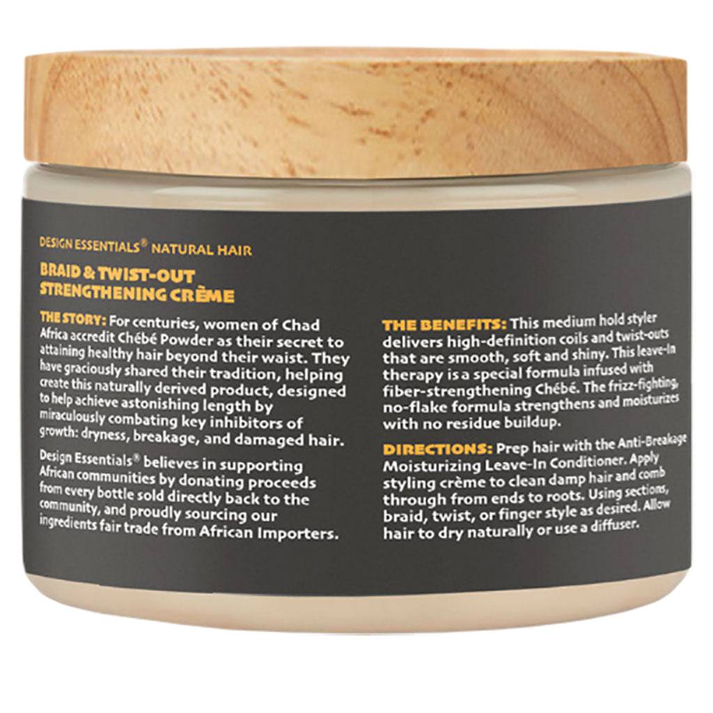 Design Essentials Natural Hair African Chebe Braid And Twist Out Strengthening Creme