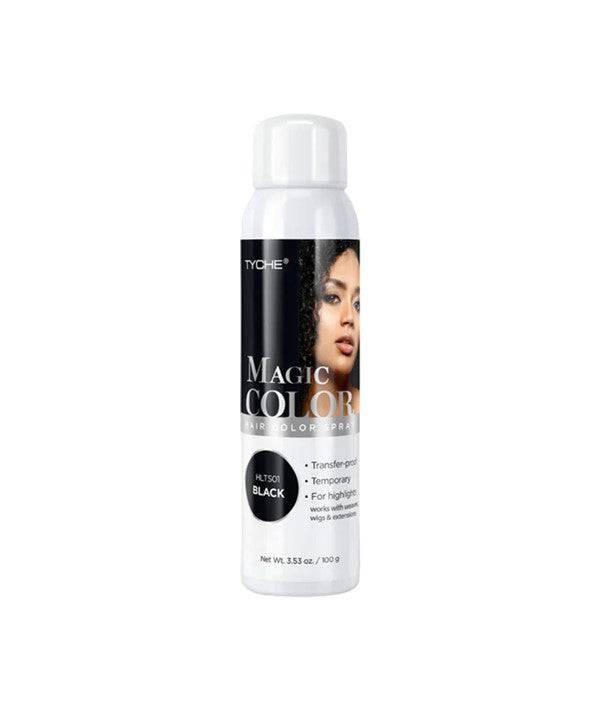 NICKA K New York Tyche Magic Color Hair Color Spray in black, showcasing a vibrant black hair color spray for creative hair styling.