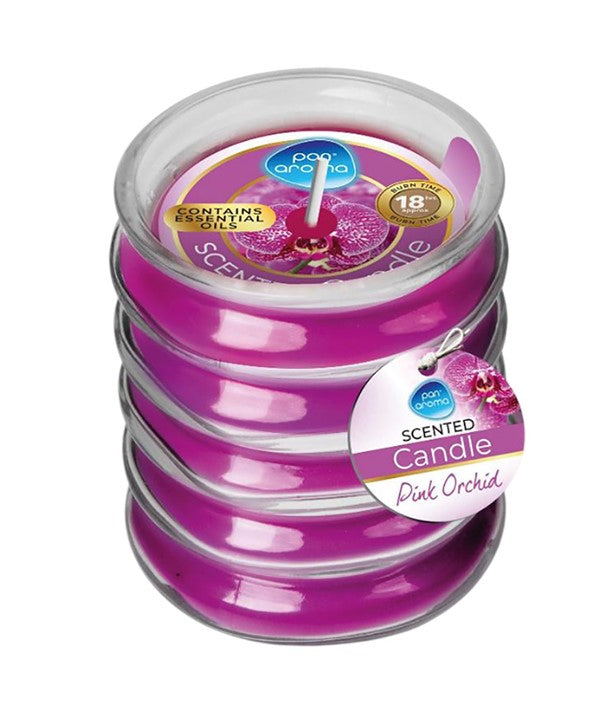 Pan Aroma Ribbed Glass Scented Candle Pink Orchid