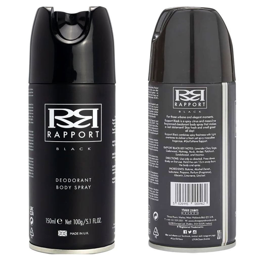 Three Pears Rapport Black Deodorant Body Spray