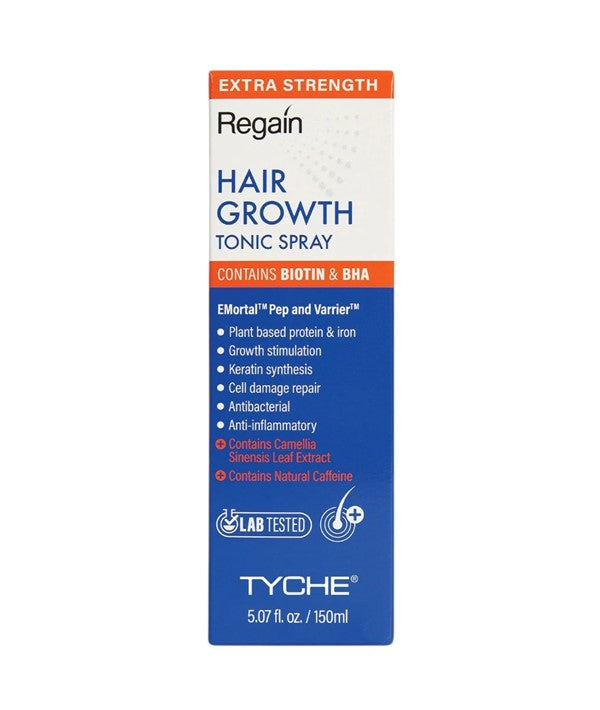 NICKA K NEWYORK Regain Hair Growth Tonic Spray in a bottle, highlighting the extra strength hair treatment for stimulating growth.