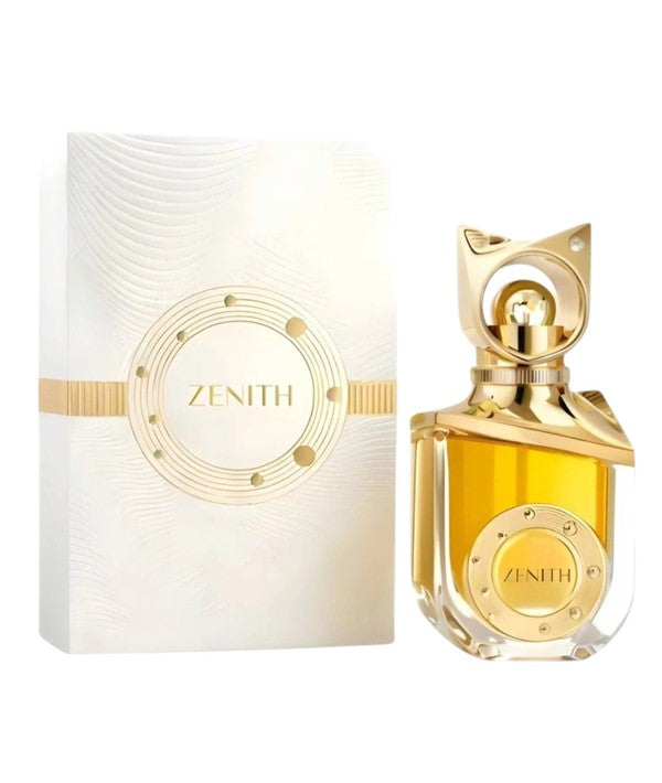 Riiffs Zenith Extrait De Parfum for Him bottle; elegant clear glass design with black cap