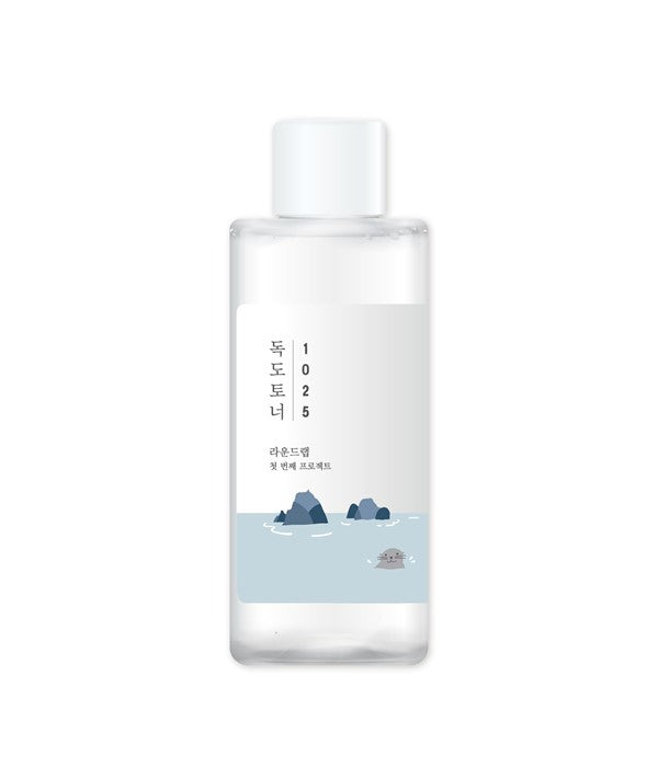 Round Lab 1025 Dokdo K-Beauty Toner in 100ml bottle, showcasing the clear liquid and minimalist label design.