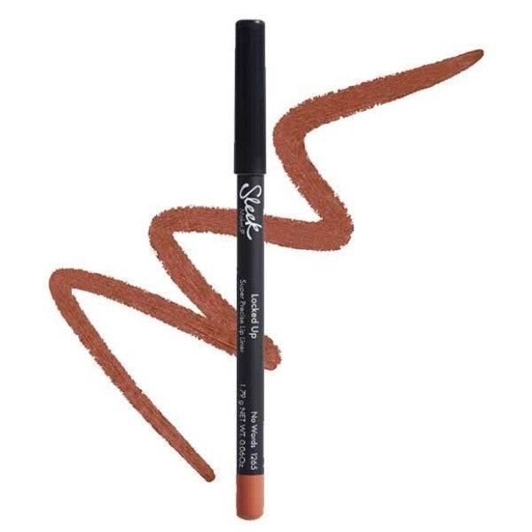 Sleek Make Up Locked Up Super Precise Lip Liner No Words 1265 shown in black pencil form with a sharp tip, ideal for precise lip lining.