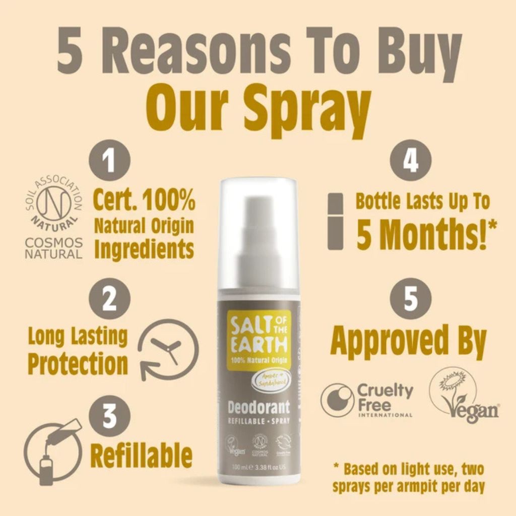 Salt Of The Earth Natural Deodorant Spray Amber And Sandalwood