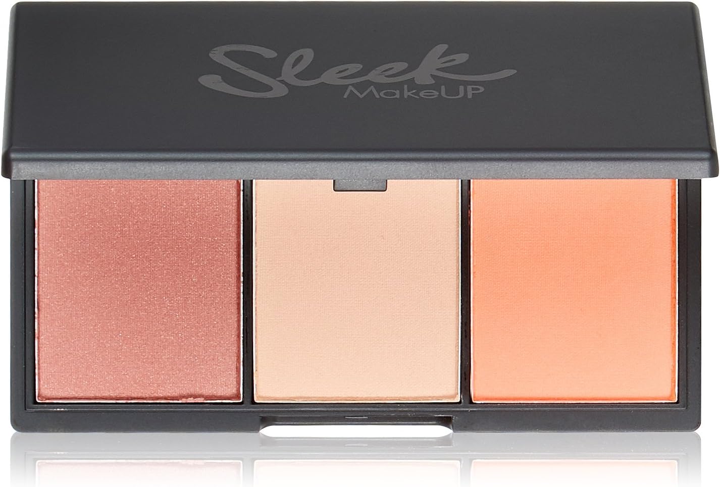 Sleek Make Up Blush By 3 palette with three shades of face blush in sleek compact, featuring pink and coral tones.