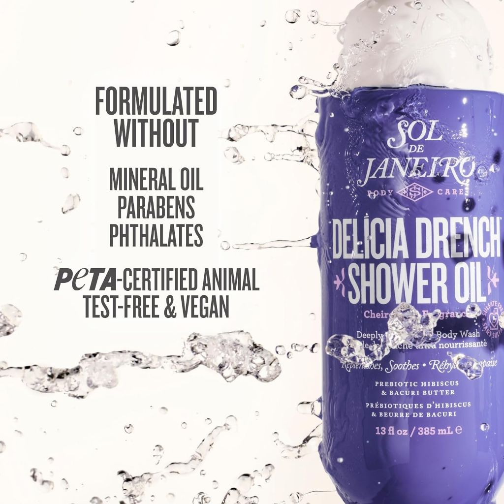 Sol de Janeiro Delicia Drench shower oil nourishing body wash bottle for bath and shower use