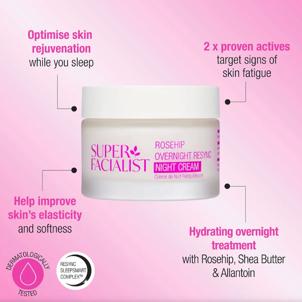 Super Facialist Rosehip Overnight Resync Hydrate Night Cream