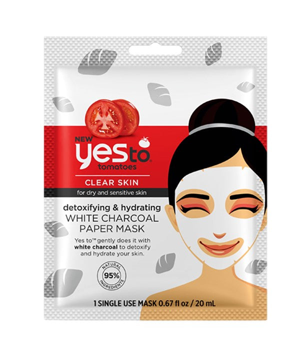 Yes To Tomatoes Detoxifying And Hydrating White Charcoal Paper Mask