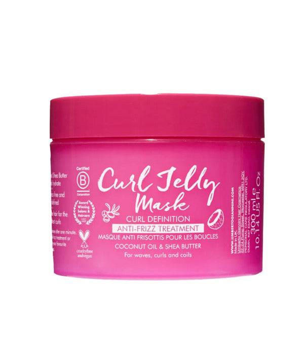 Umberto Giannini Curl Jelly hair treatment mask for defining curls and reducing frizz, with a creamy texture and nourishing formula.