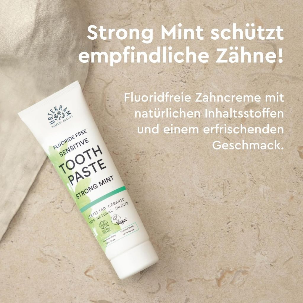 Urtekram Fluoride Free Strong Mint Sensitive Tooth Paste