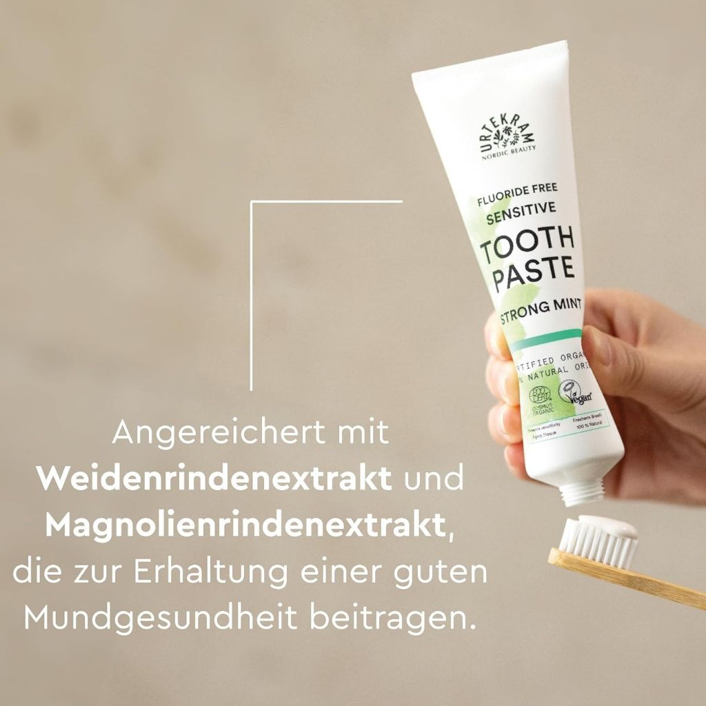 Urtekram Fluoride Free Strong Mint Sensitive Tooth Paste