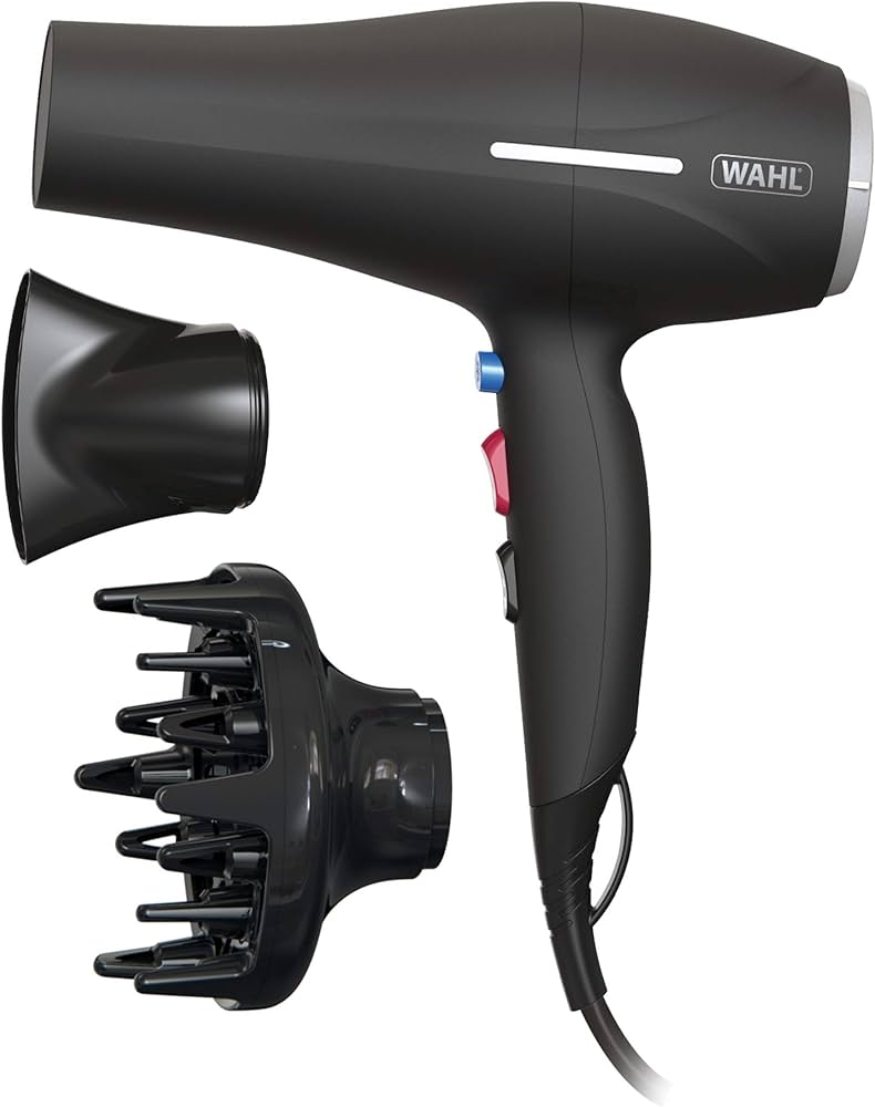 Wahl Ionic Smooth Hair Dryer, a professional hair styling tool with a sleek design and ionic technology for shiny, smooth hair.