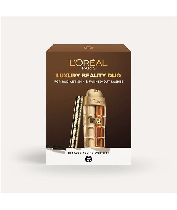 Loreal Luxury Beauty Duo Gift Set featuring skincare products in elegant packaging, ideal for gifting or personal use.