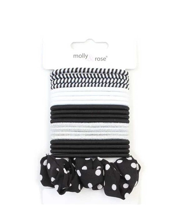 Molly And Rose Black And White Elastics And Scrunchie Set 9320