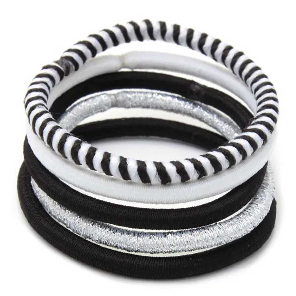 Molly And Rose Black And White Elastics And Scrunchie Set 9320