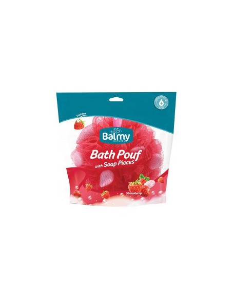 Bath Pouf With Strawberry Soap Pieces Bath Pouf With Strawberry Soap Pieces