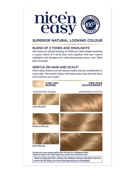 Nice N Easy Permanent Hair Color 9A Light Ash Blonde Nice N Easy Permanent Hair Color 9A Light Ash Blonde
