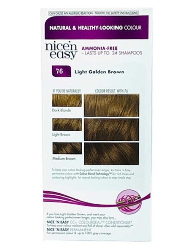 Nice N Easy No Ammonia Hair Color 24 Washes 76 Light Golden Brown Nice N Easy No Ammonia Hair Color 24 Washes 76 Light Golden Brown