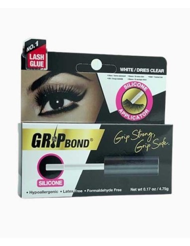 Grip Bond Eyelash Adhesive White Clear With Silicon Applicator
