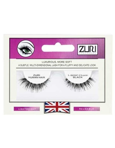 Zuri Human Hair Eyelashes 1 WISP Charm Black