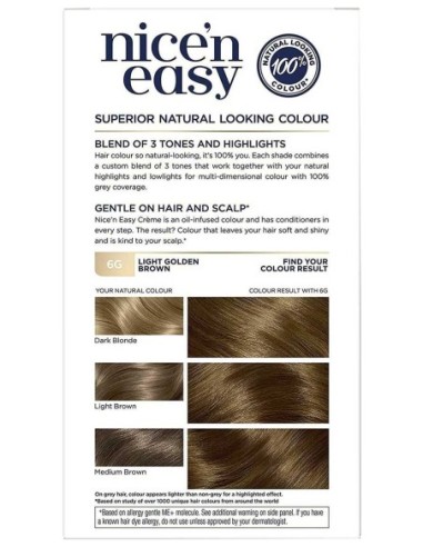 Nice N Easy Creme Permanent Color 6G Light Golden Brown Nice N Easy Creme Permanent Color 6G Light Golden Brown