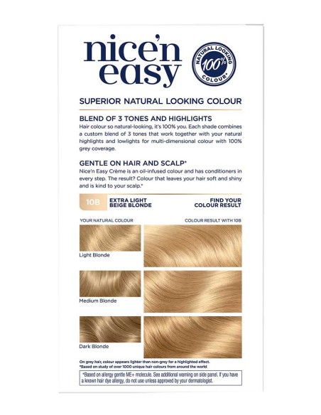 Nice N Easy Permanent Hair Color 10B Extra Light Beige Blonde Nice N Easy Permanent Hair Color 10B Extra Light Beige Blonde