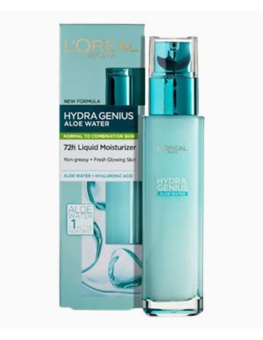 Hydra Genius Aloe Water 72H Liquid Moisturiser For Normal To Combination Skin