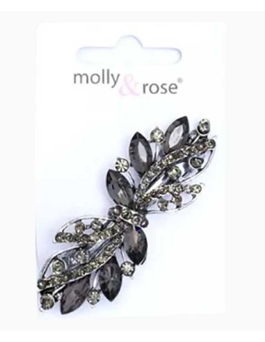 Silv Barrette Clip With Crystal Stones 7614 Silv Barrette Clip With Crystal Stones 7614