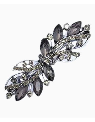 Silv Barrette Clip With Crystal Stones 7614 Silv Barrette Clip With Crystal Stones 7614