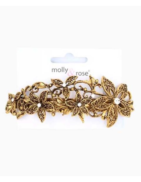 Vintage Style Gilt Crystal Filligree Flower Barrette 5333 Vintage Style Gilt Crystal Filligree Flower Barrette 5333