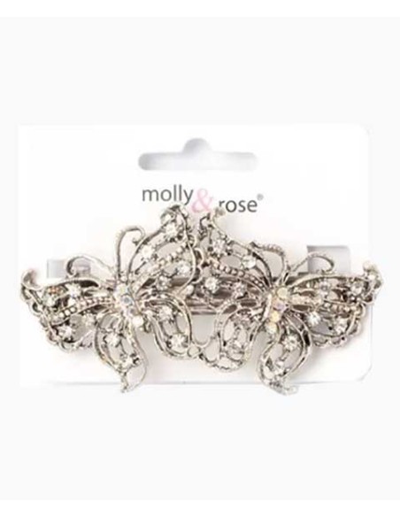 Vintage Style Double Butterfly Crystal Barrette 4224 Vintage Style Double Butterfly Crystal Barrette 4224