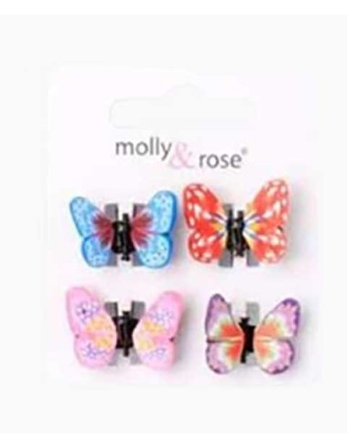 Card Of 4 Fimo Butterfly Mini Clamps 4190