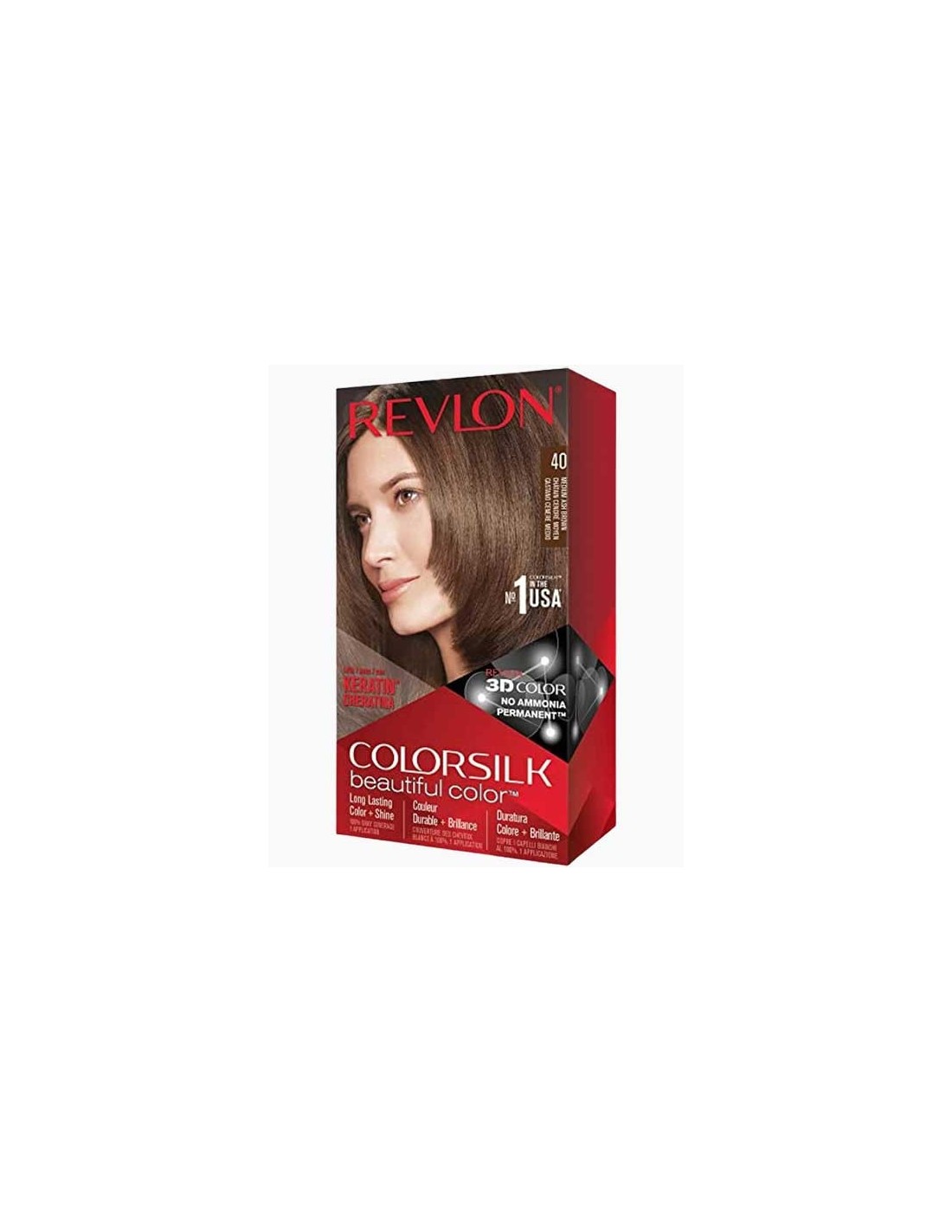 Revlon Colorsilk Beautiful Color Permanent Hair Color, Medium Ash Brown 40